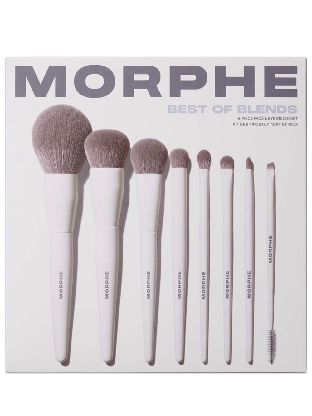 NWT Morphe 8-Piece Brush Set - White Handles with Taupe Brush Heads